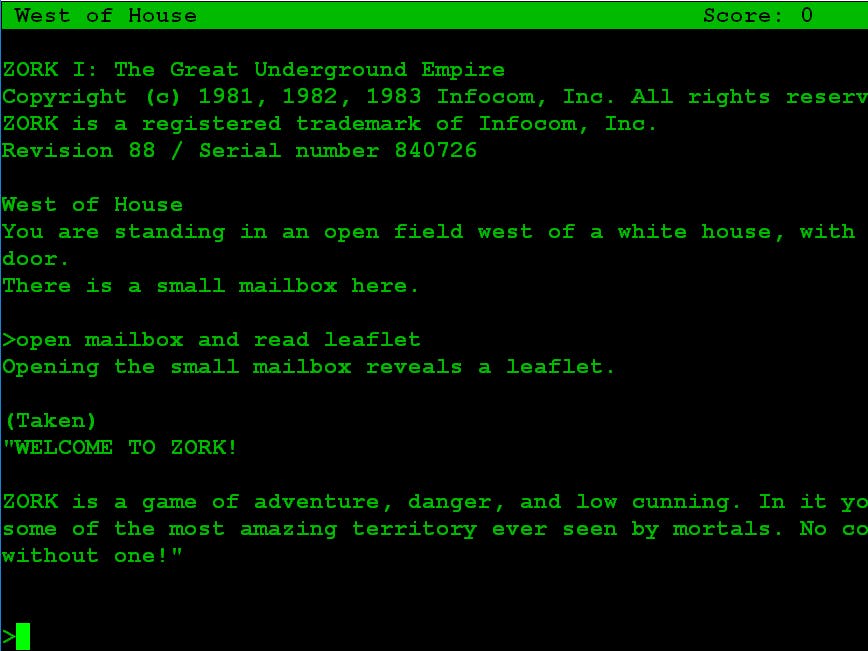 Classic text adventure horror interface