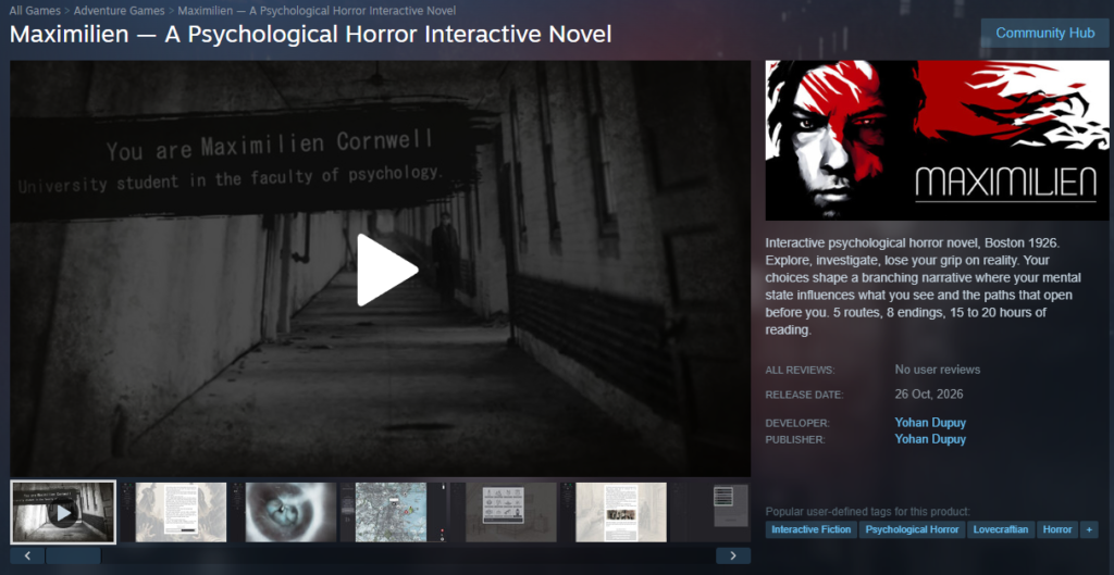 Maximilien Steam release Halloween 2026